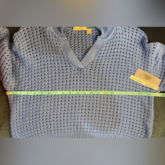 RETROD Knitted Polo V-neck Sweater Blue SZ Medium New With Tags - Picture 10 of 10